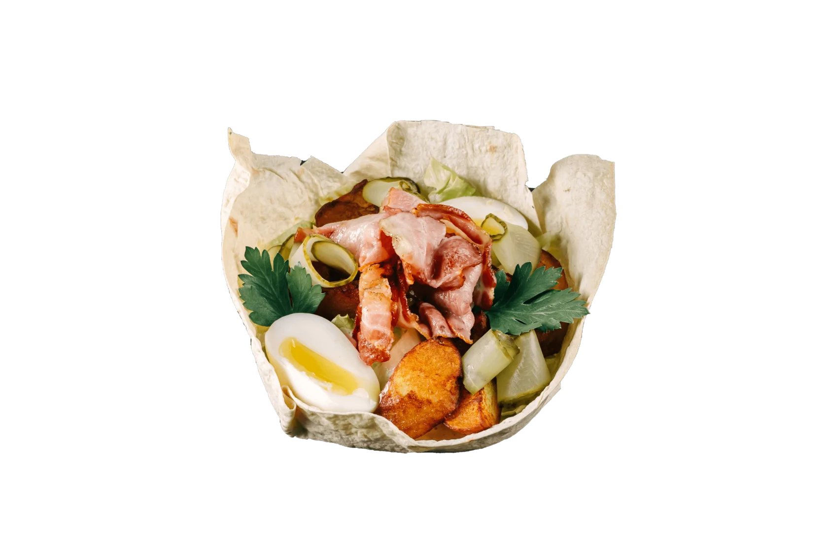 Салат с грудинкой и картофелем